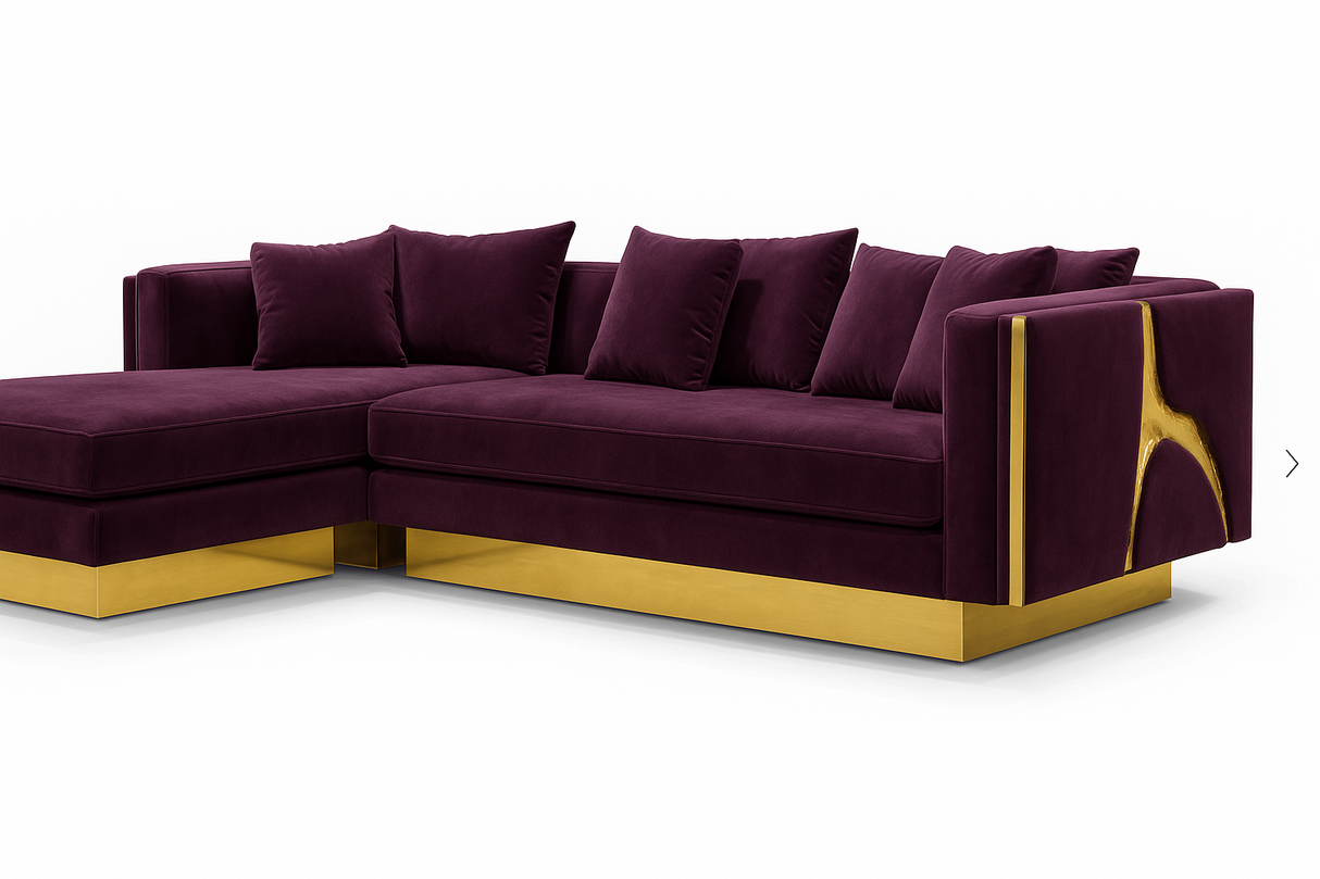 Lapiaz Modular Sofa — Custom Luxury Sectional with Hand-Hammered Brass Detailing, Cocolea, , ,