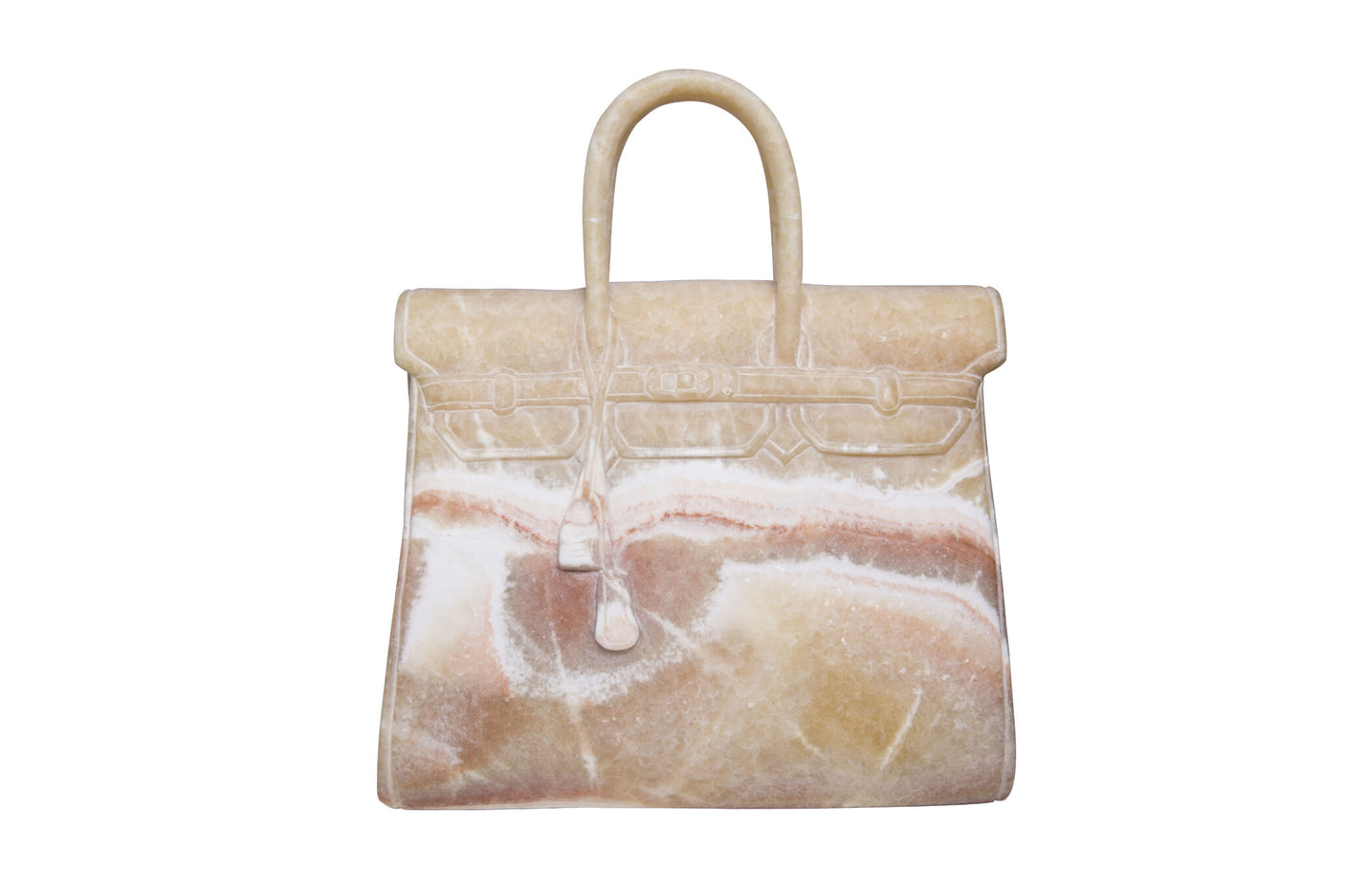 Birkin 42 Brown Marble Handbag Sculpture, Cocolea, , ,