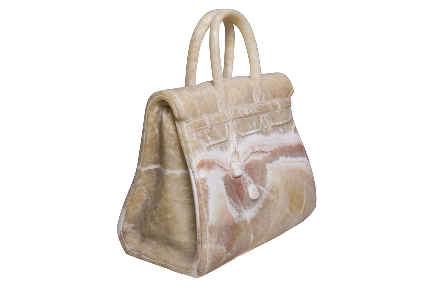 Birkin 42 Brown Marble Handbag Sculpture, Cocolea, , ,