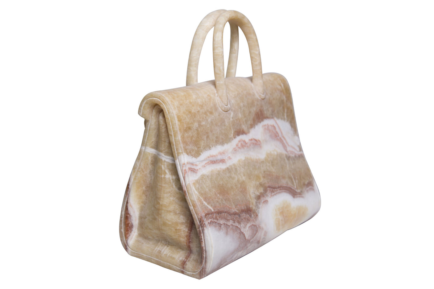 Birkin 42 Brown Marble Handbag Sculpture, Cocolea, , ,