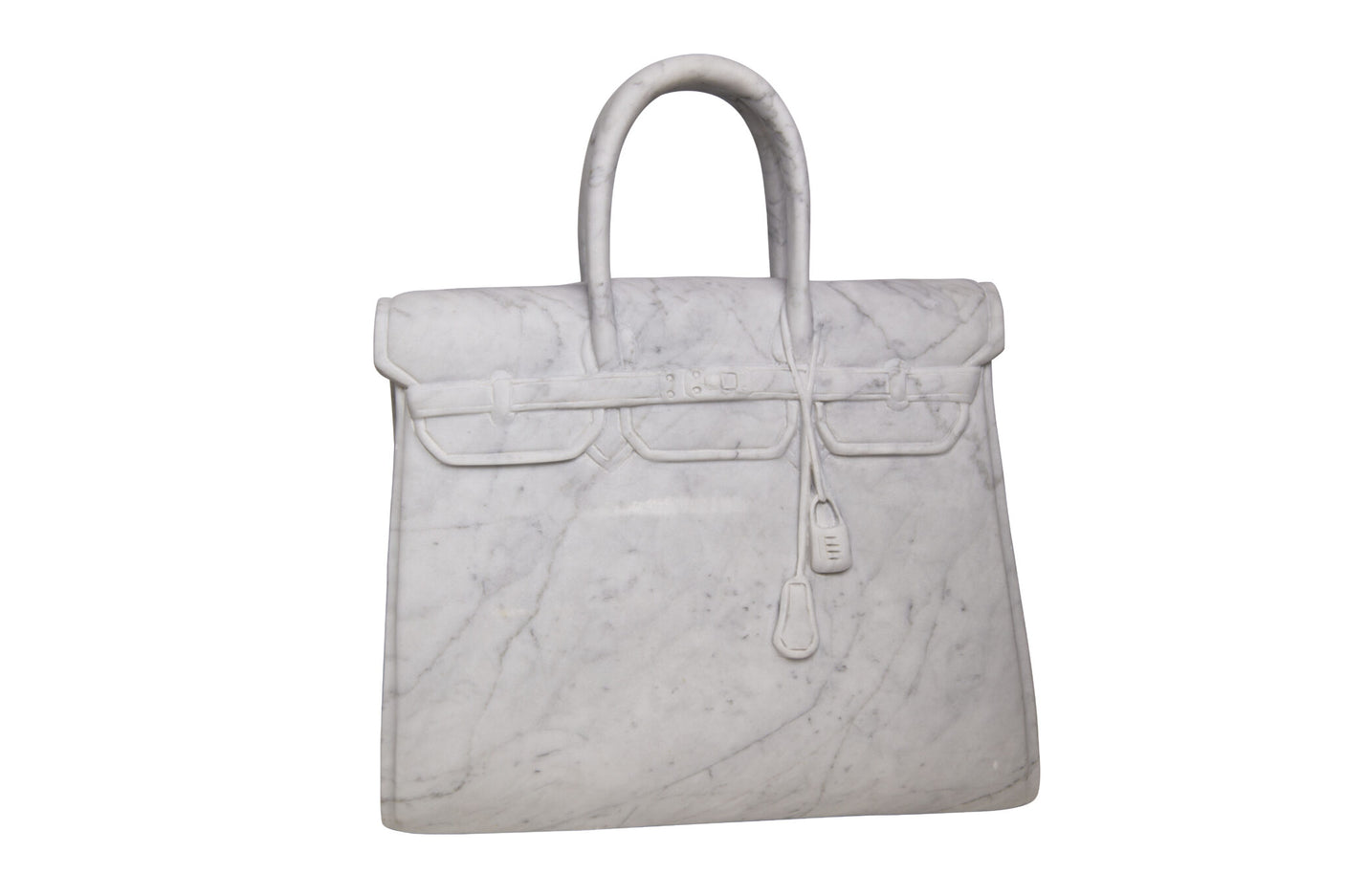 Birkin 42 White Marble Handbag Sculpture, Cocolea, , ,