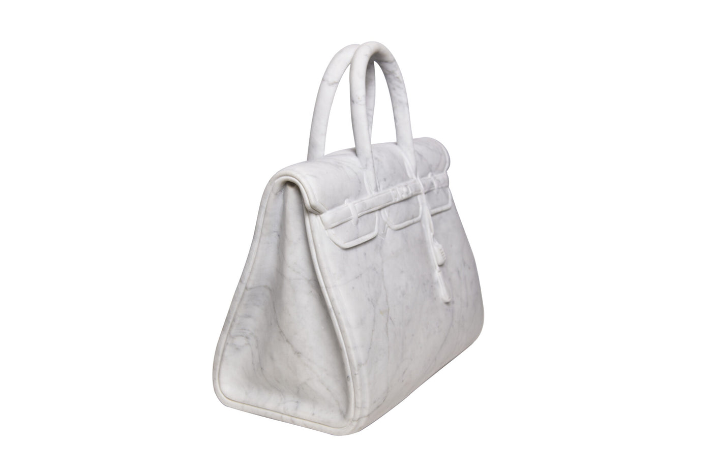 Birkin 42 White Marble Handbag Sculpture, Cocolea, , ,