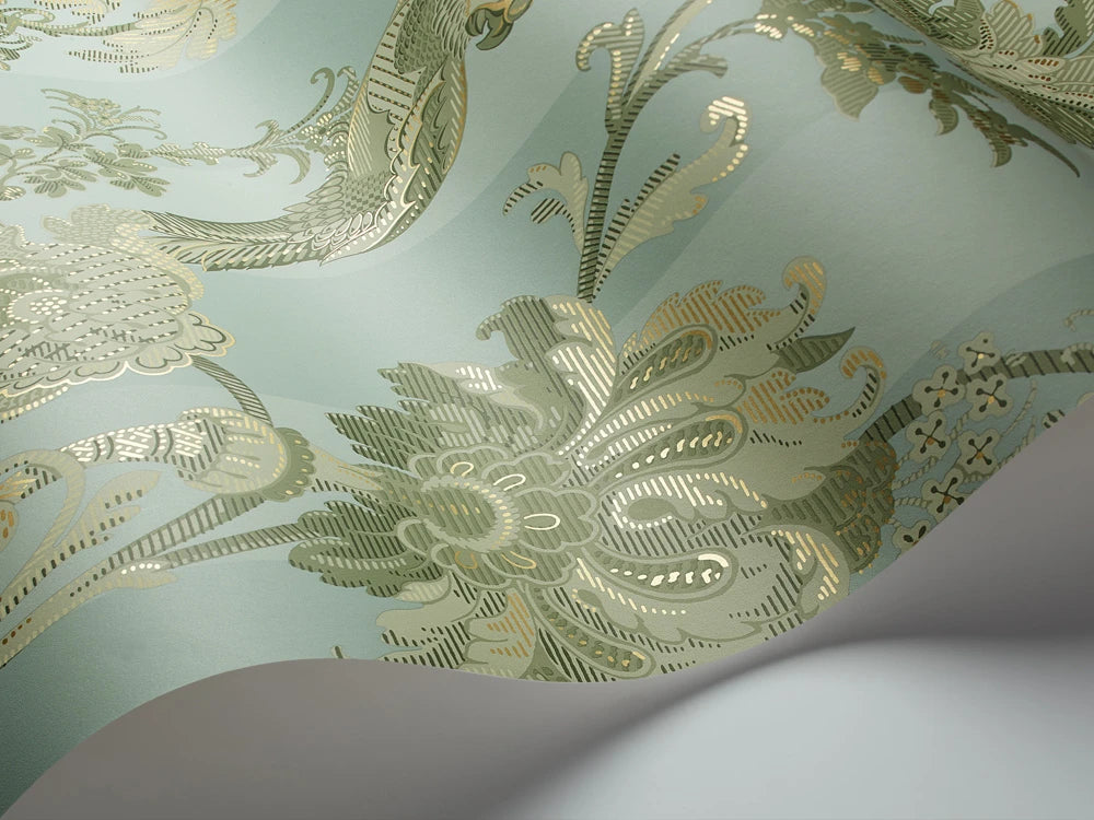 Zerzura Wallpaper, Cocolea Natty & Polly, Duck Egg, Per roll (53 cm × 10 m),