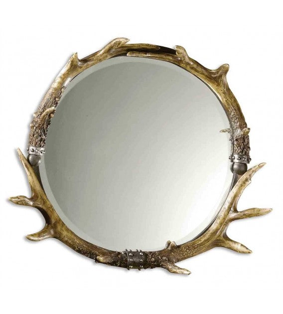 Round Stag Horn Mirror, Cocolea, , ,