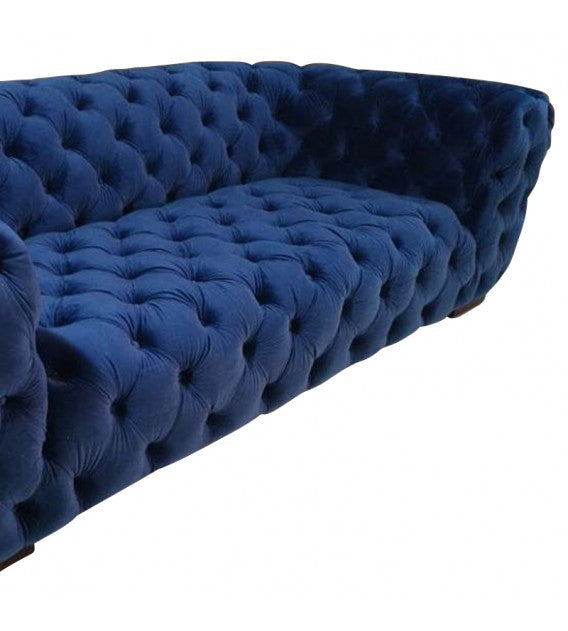 Roundback Plush Royal Blue Plush Velvet Chesterfield Three seat Lounge, Cocolea, , ,