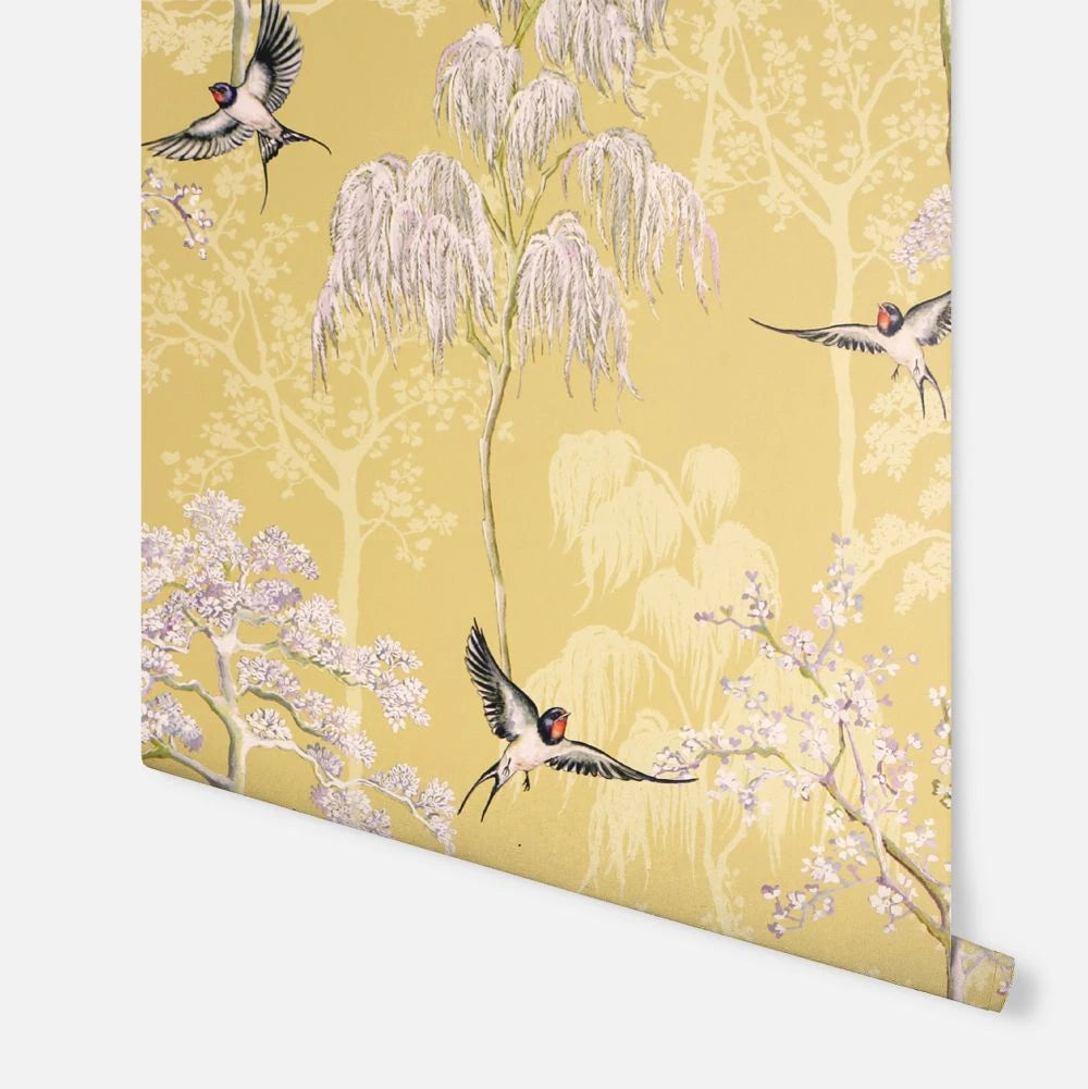 Japanese Garden Wallpaper in Ochre, Cocolea Natty & Polly, , ,