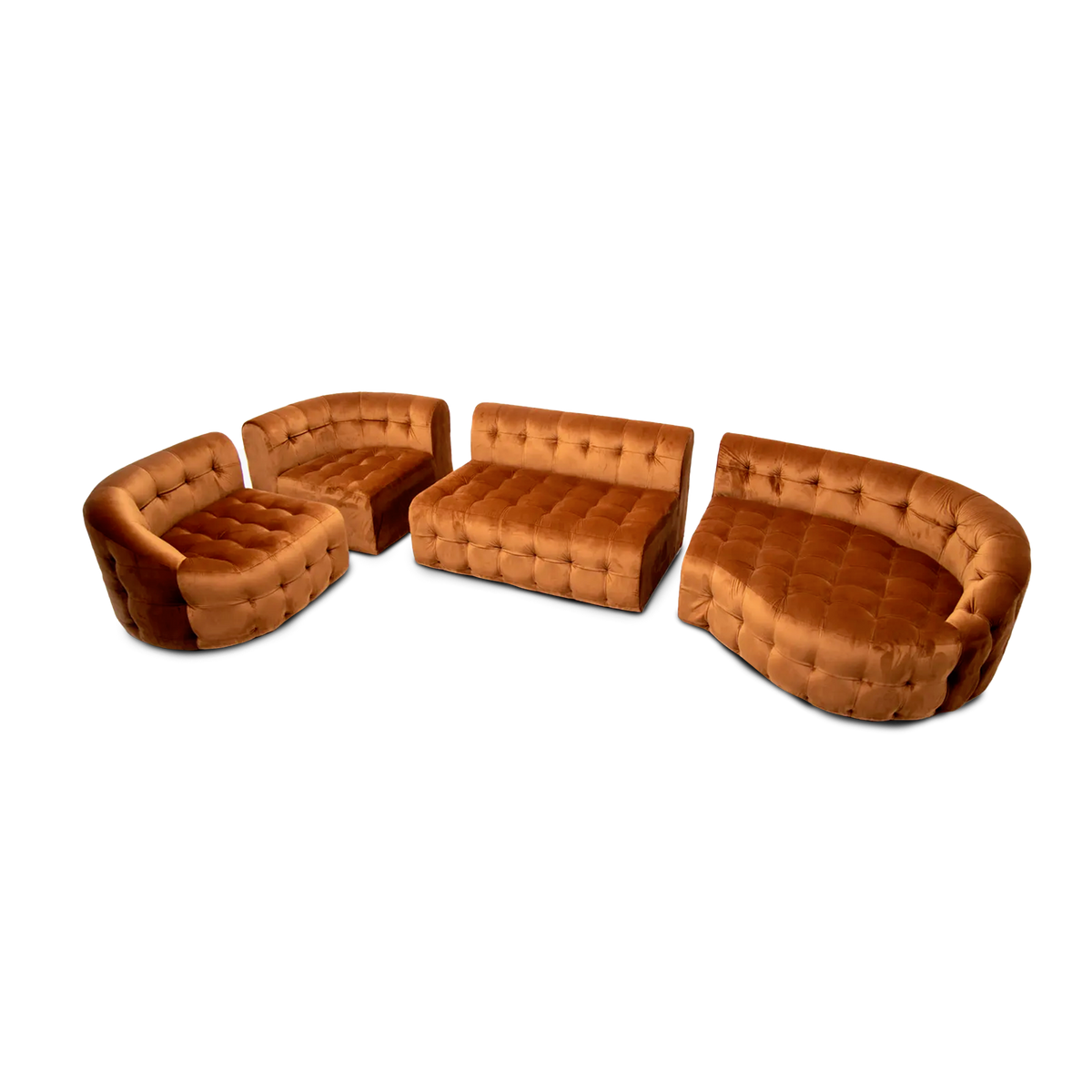 Serenity Modular Sofa Tan Velvet, Scarlet Splendor, Cocolea