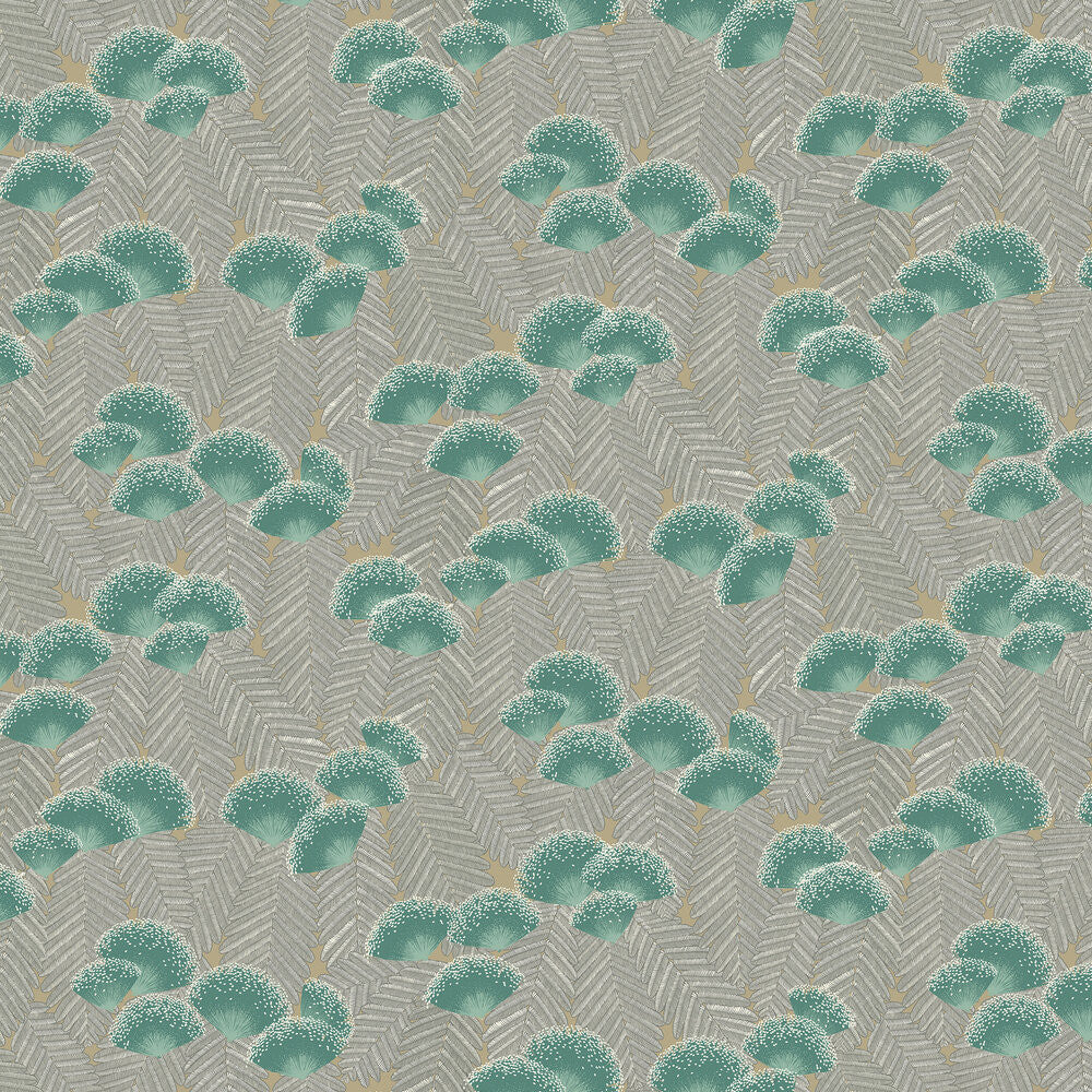 Clarice wallpaper in Emerald by Natty & Polly, full pattern view