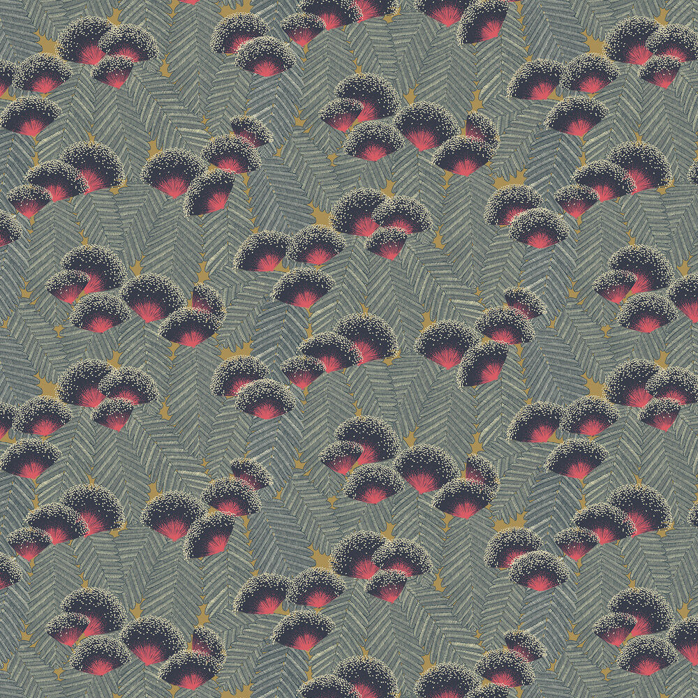 Clarice wallpaper in Jet by Natty & Polly, full pattern view