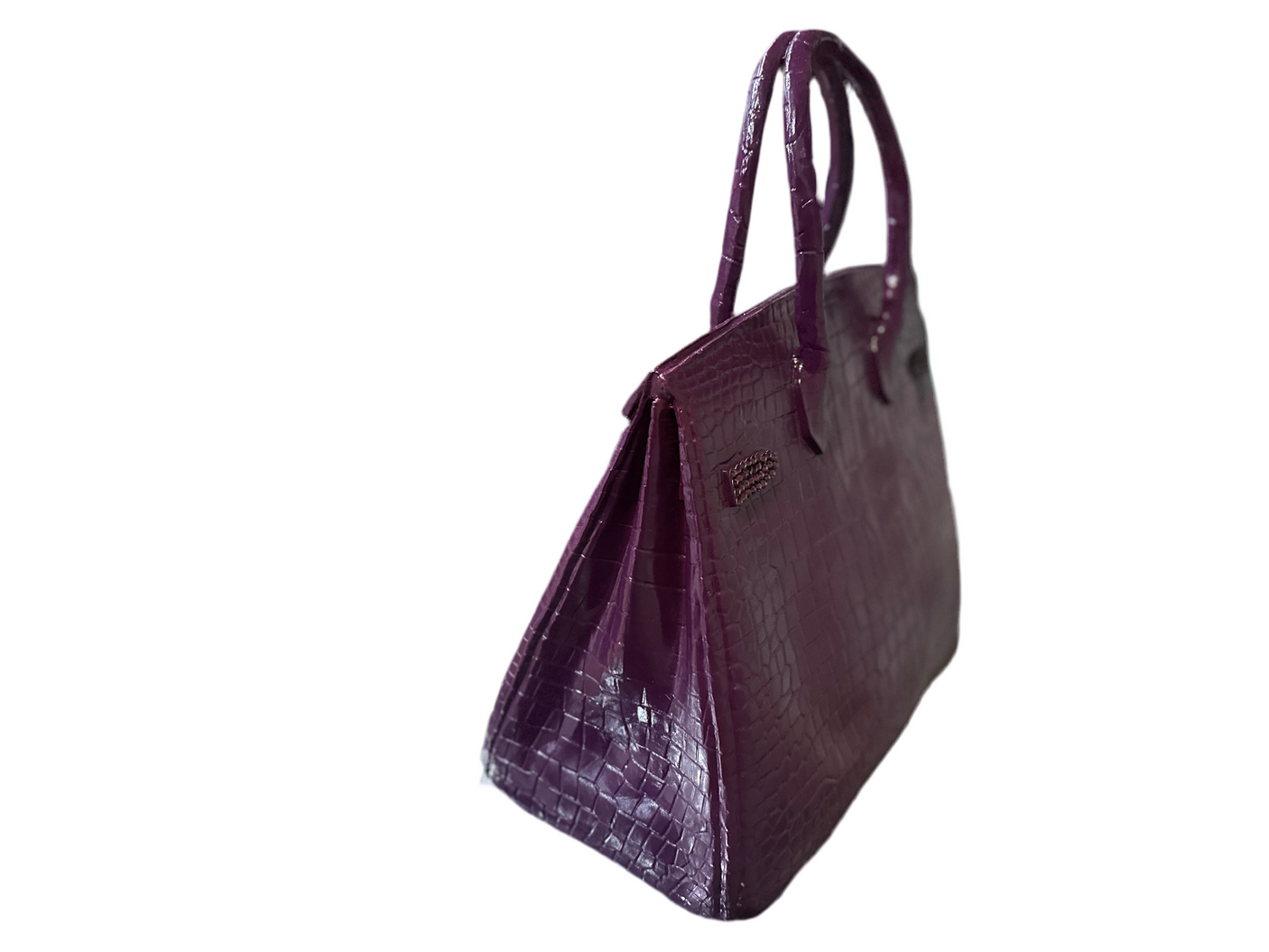 Luxury Birkin 40 Aubergine - Brass Handbag Sculpture with Swarovski Accents, Cocolea, , ,