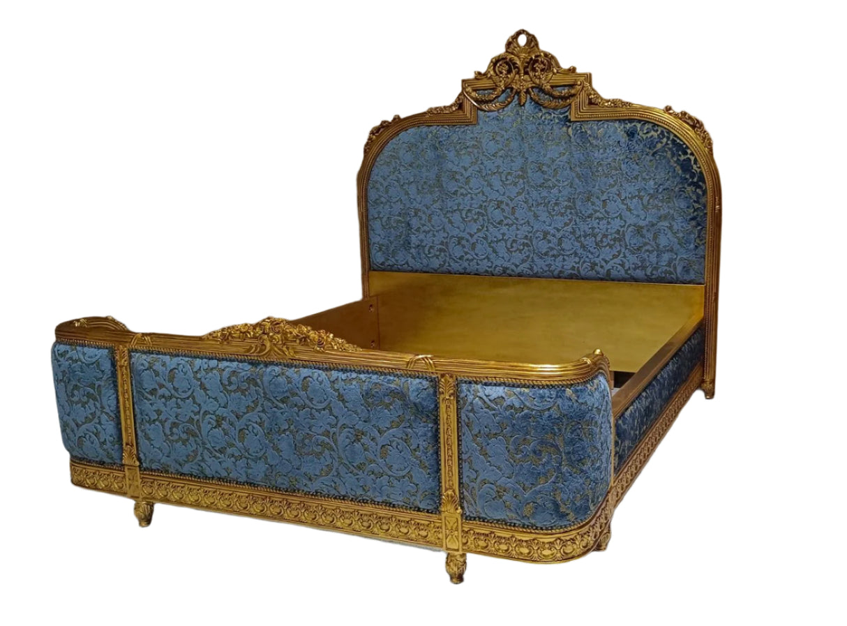 Louis French Style King Carved Gold Leaf Bed, Cocolea, , ,