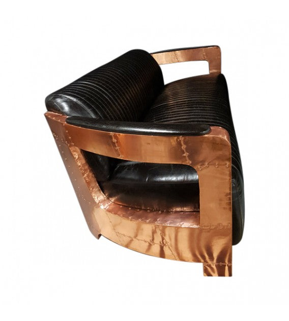 Falcon 7X Copper and Black Leather Lounge, Cocolea, , ,