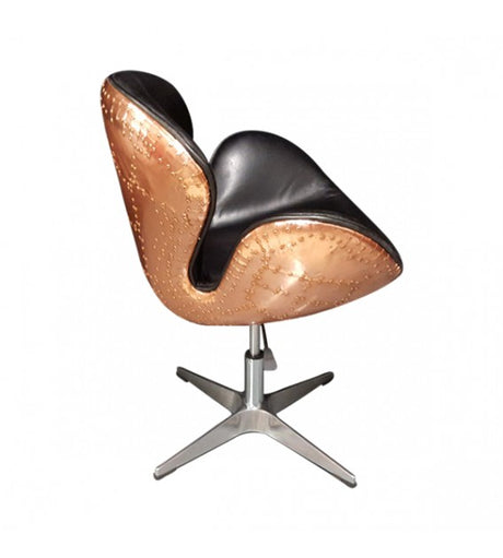 Gauntlet Copper and Black Leather Swan Chair, Cocolea, , ,