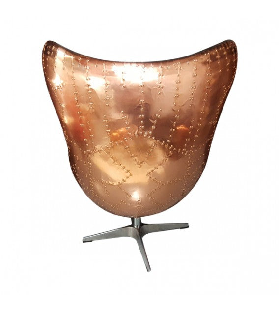Admiral Black Leather and Copper Egg Chair, Cocolea, , ,