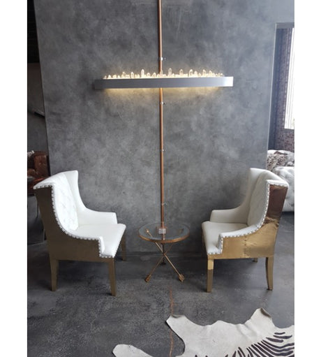The Empire White Leather and Polished Brass Chair, Cocolea, , ,