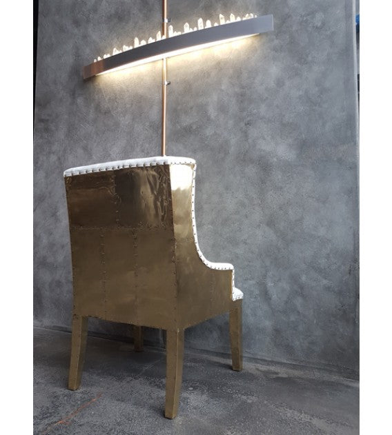 The Empire White Leather and Polished Brass Chair, Cocolea, , ,