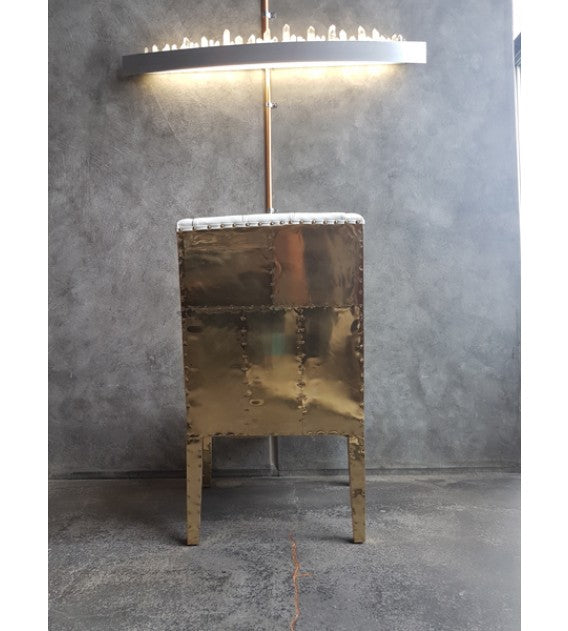 The Empire White Leather and Polished Brass Chair, Cocolea, , ,