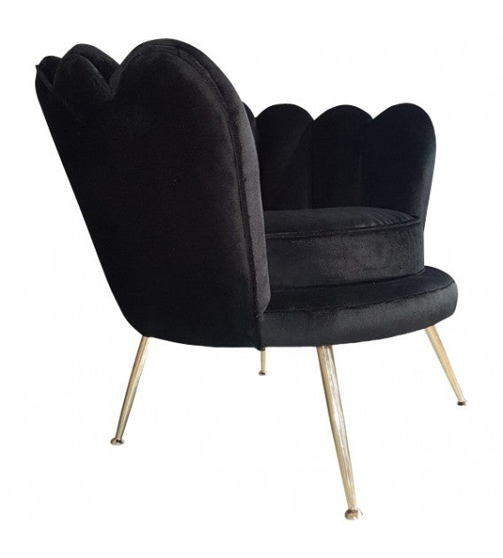 Large Brass and Velvet or Leather Trapezium Shell Chair, Cocolea, , ,