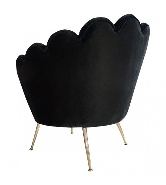 Large Brass and Velvet or Leather Trapezium Shell Chair, Cocolea, , ,