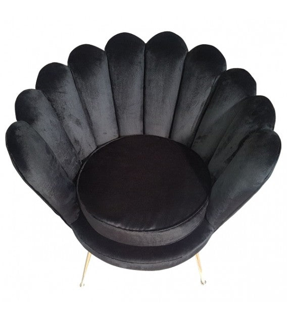 Large Brass and Velvet or Leather Trapezium Shell Chair, Cocolea, , ,