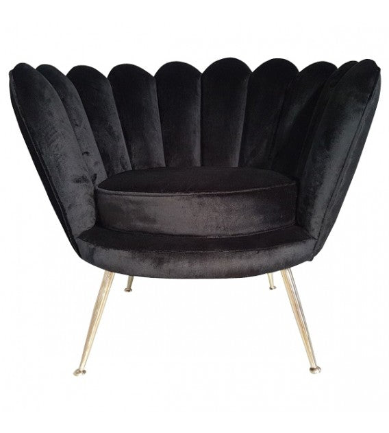 Large Brass and Velvet or Leather Trapezium Shell Chair, Cocolea, , ,