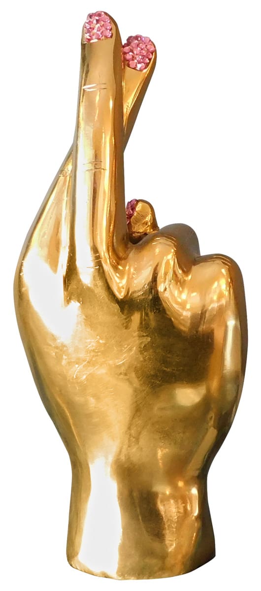 Fingers Corssed Brass Hand Sculpture - Swarovski embellished, Cocolea, , ,