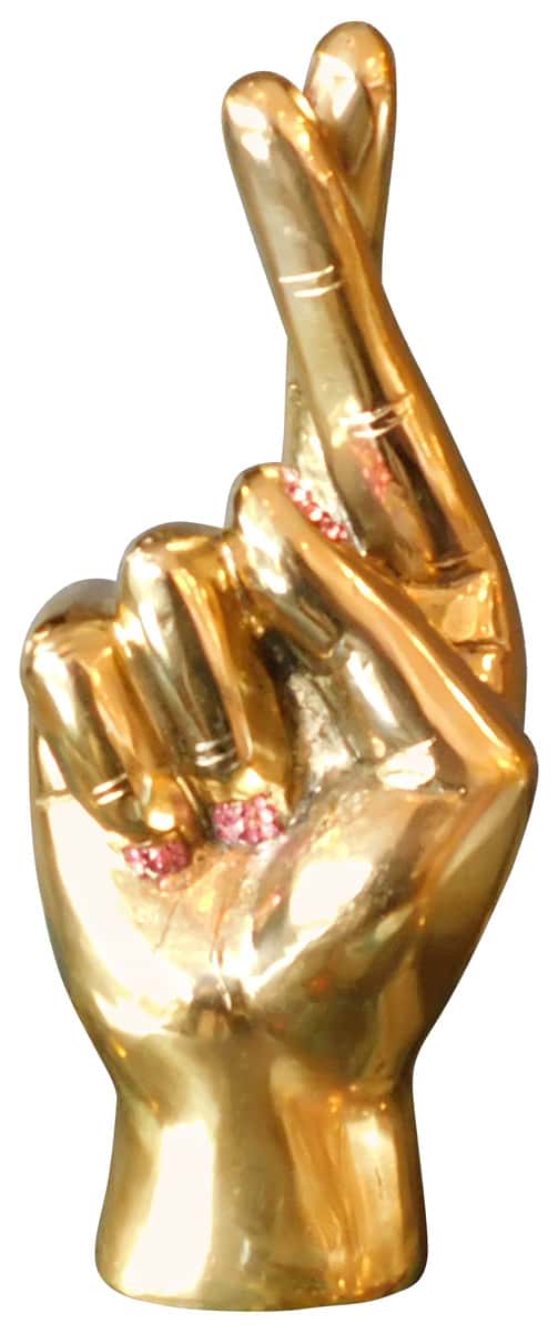 Fingers Corssed Brass Hand Sculpture - Swarovski embellished, Cocolea, , ,