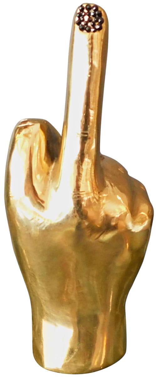 Middle Finger Brass Hand Sculpture - Swarovski embellished, Cocolea, , ,