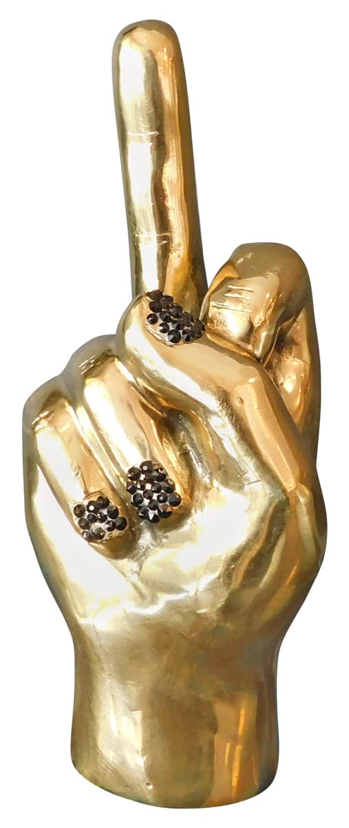 Middle Finger Brass Hand Sculpture - Swarovski embellished, Cocolea, , ,
