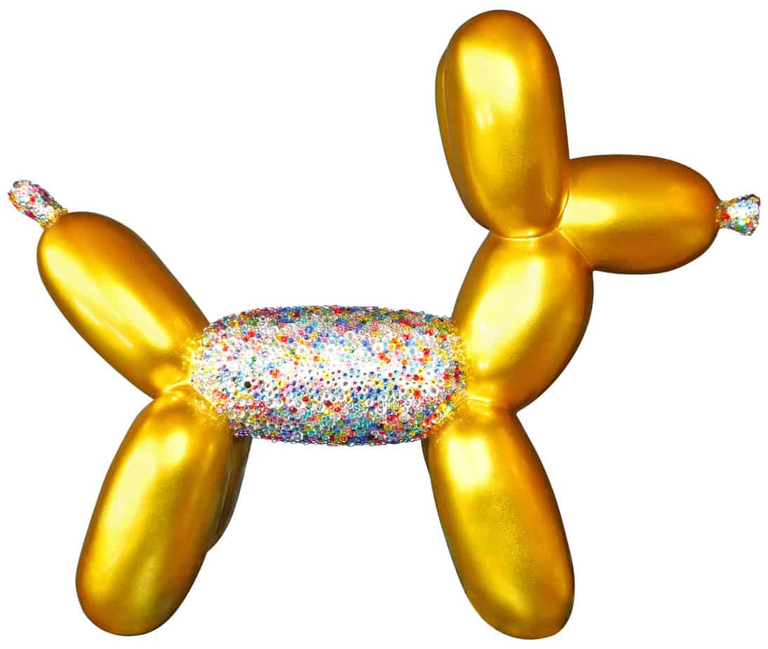 Balonus Balloon Dog Resin and Swarovski Sculpture - Gold/Rainbow, Cocolea, , ,