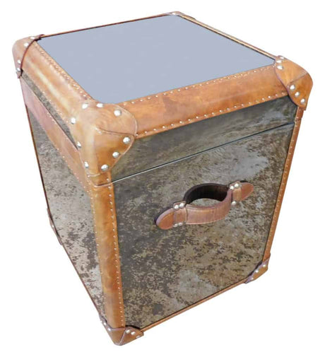 Crus Black Mirror Stainless Steel Vintage Trunk Table, Cocolea, , ,