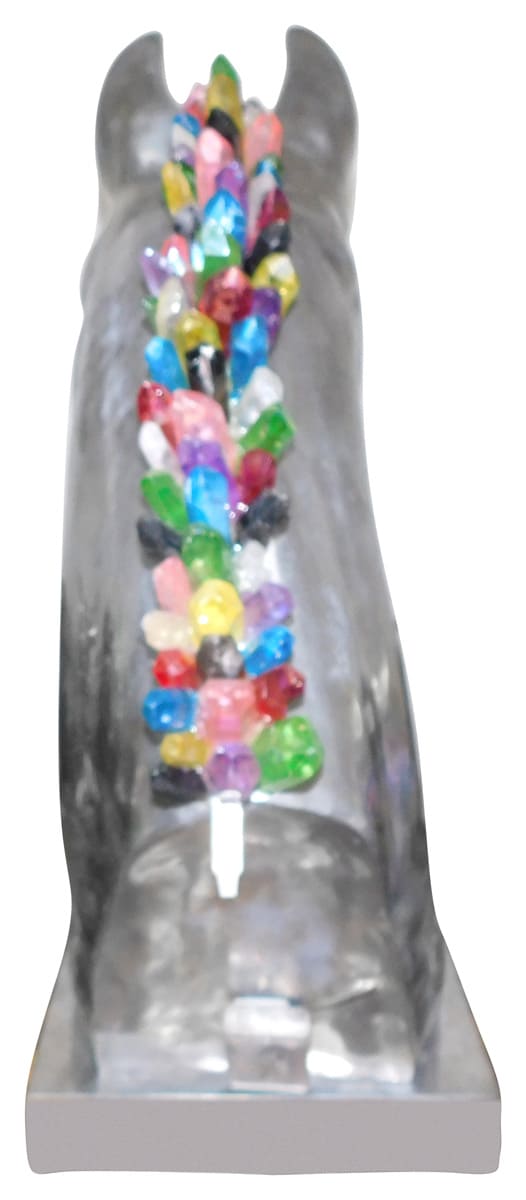 Calu Aluminium Horse Sculpture with Crystal and Quartz Stone, Cocolea, , ,