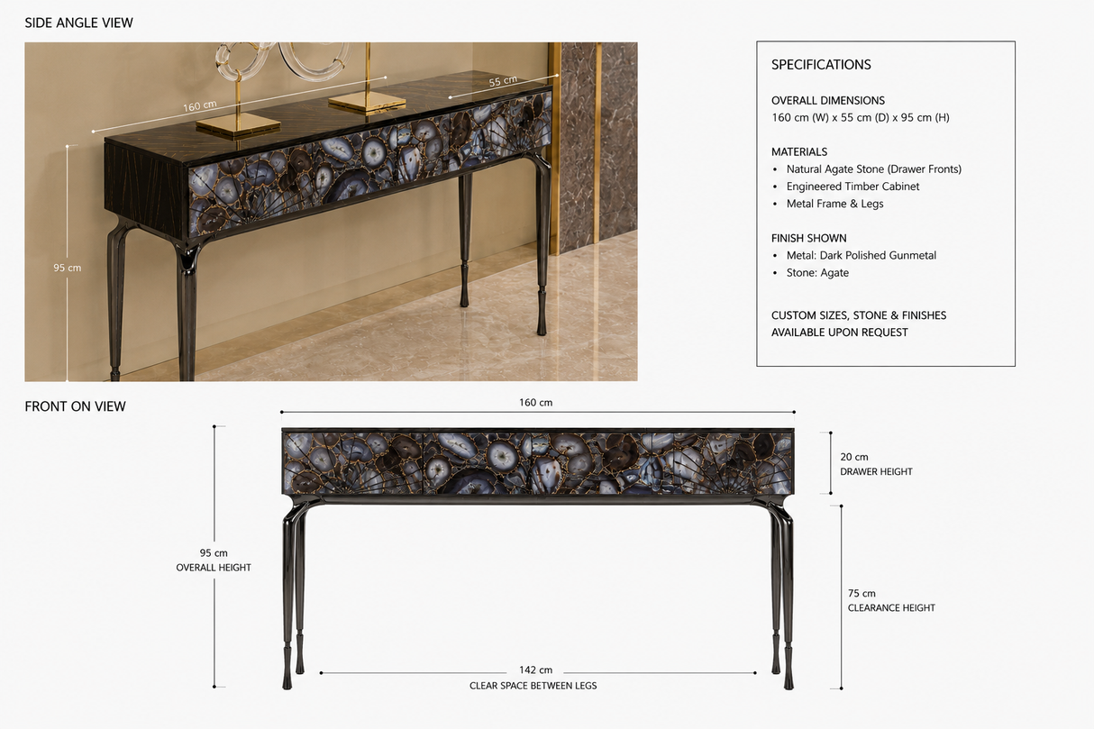 Aurora Agate Console | Custom Luxury Stone Entry Console Table