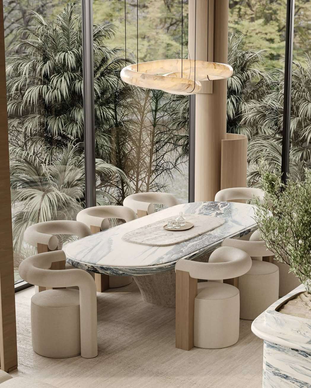 Spanish Marble Alabaster | Contemporary Figure-8 Pendant Light, Cocolea, , ,