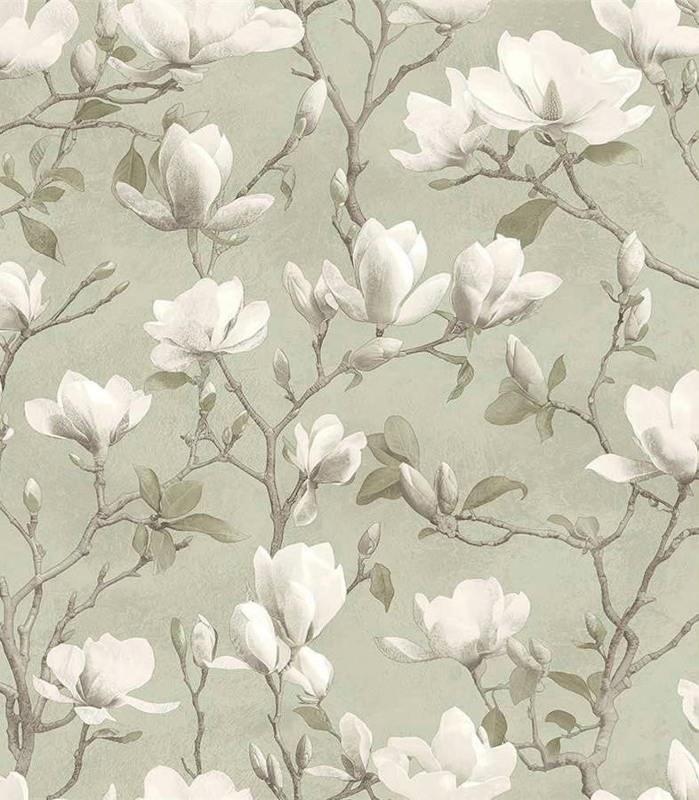 Petalina Wallpaper, Cocolea Natty & Polly, Sage, Per roll (53 cm × 10 m),