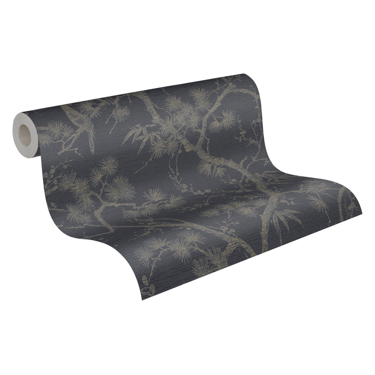 Mio wallpaper in Black by Natty & Polly, full pattern view