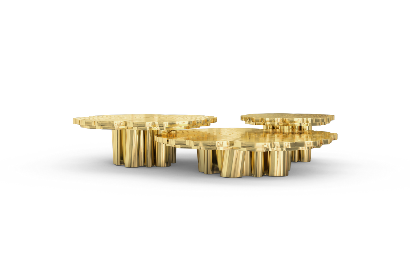 Fortuna Gold Polished Brass Nesting Center Table set, Cocolea, , ,