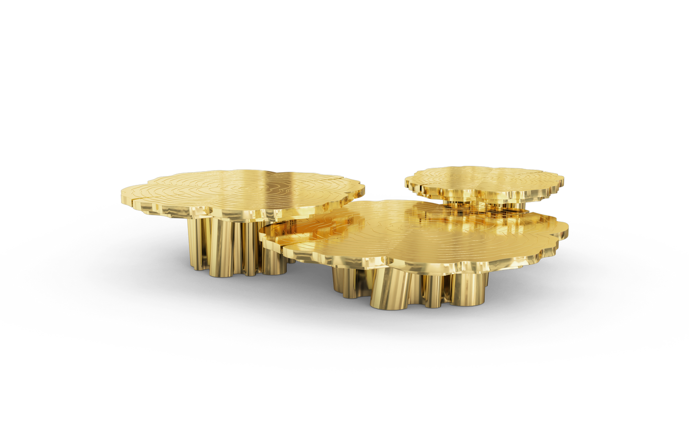 Fortuna Gold Polished Brass Nesting Center Table set, Cocolea, , ,