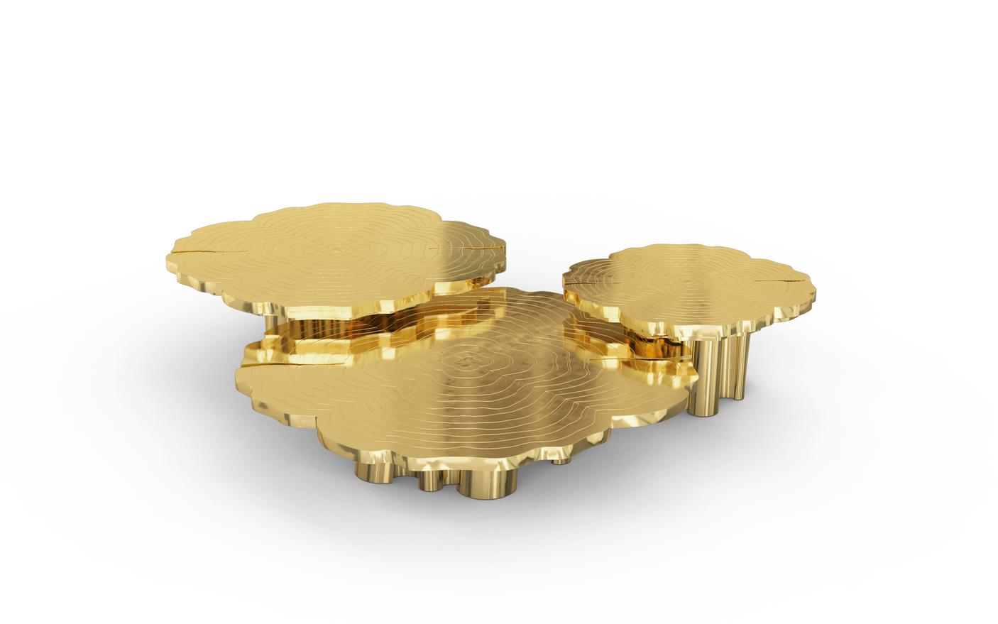 Fortuna Gold Polished Brass Nesting Center Table set, Cocolea, , ,