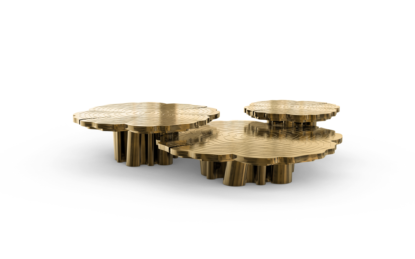 Fortuna Gold Patina Brass Nesting Center Table set, Cocolea, , ,