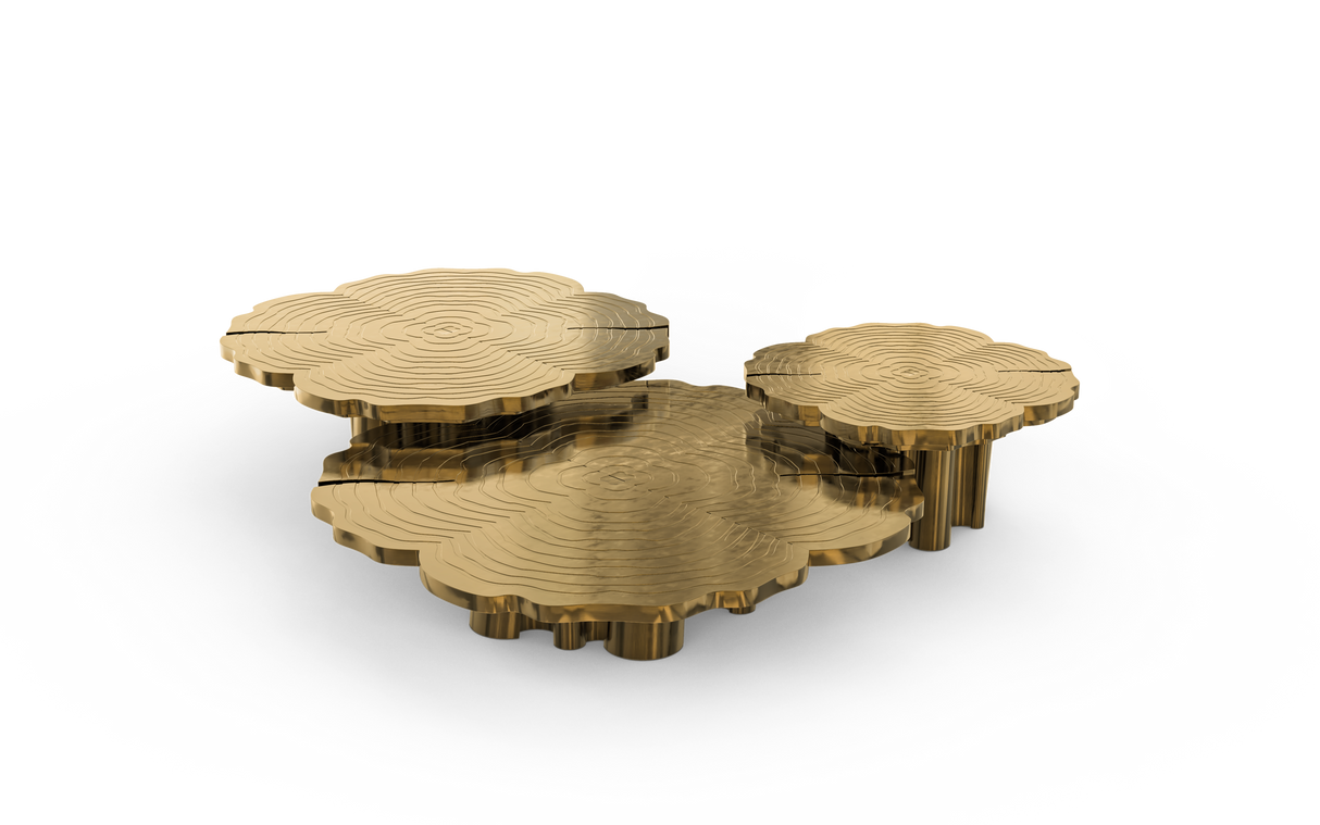 Fortuna Gold Patina Brass Nesting Center Table set, Cocolea, , ,