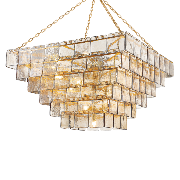 Regal Chandelier in Vintage Gold Leaf, Corbett Lighting, , ,
