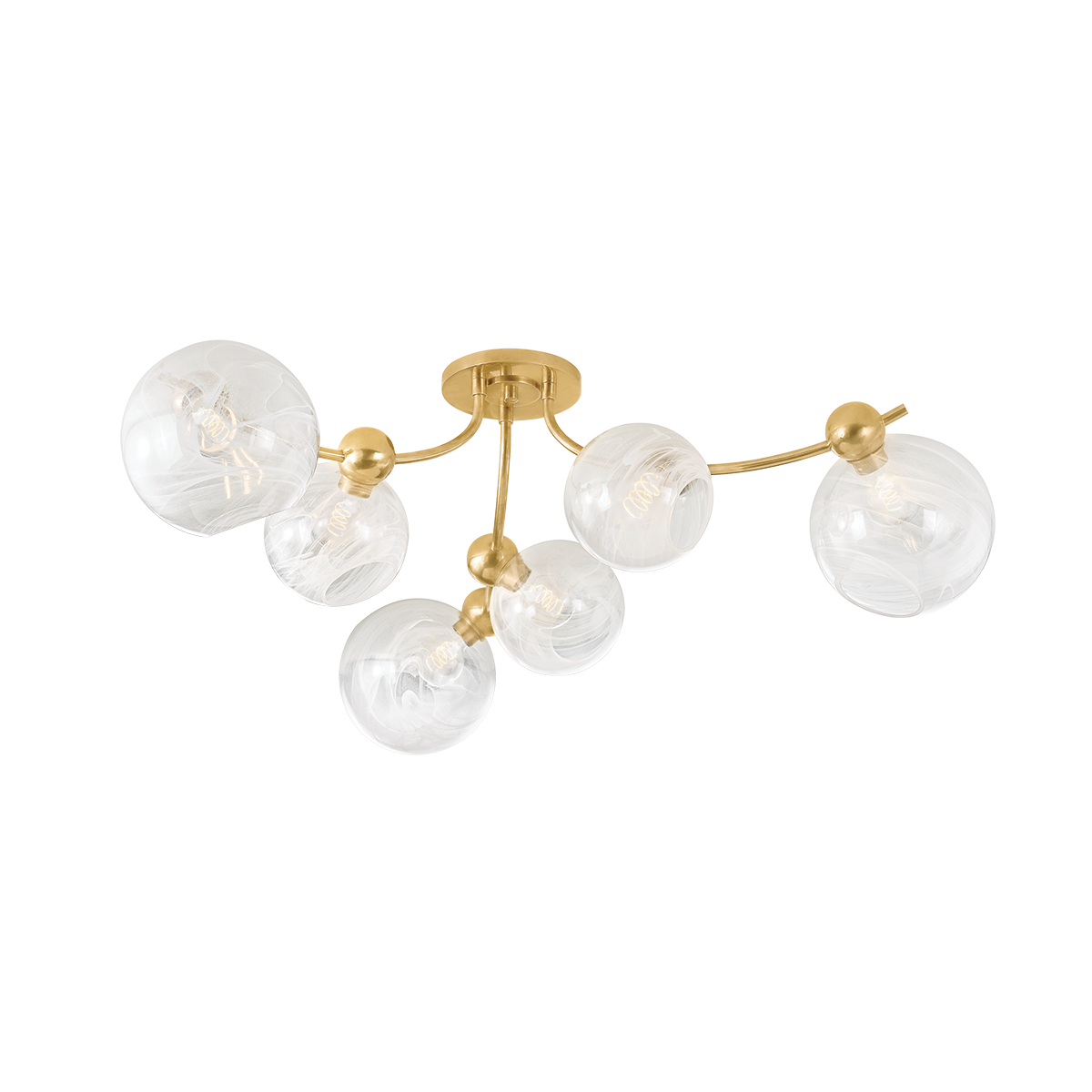 Astraia 6-Light Semi Flush by Corbett Lighting in Vintage Brass