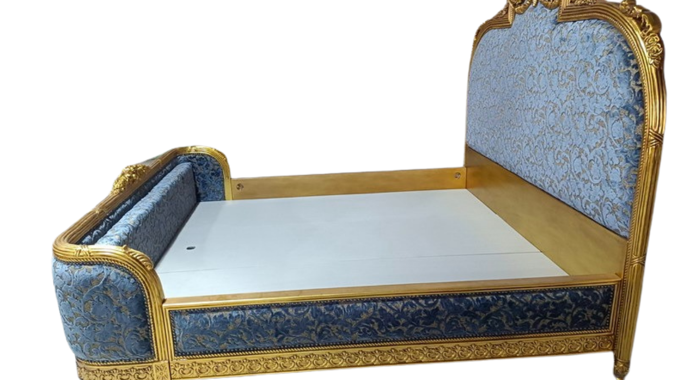 Louis French Style King Carved Gold Leaf Bed, Cocolea, , ,