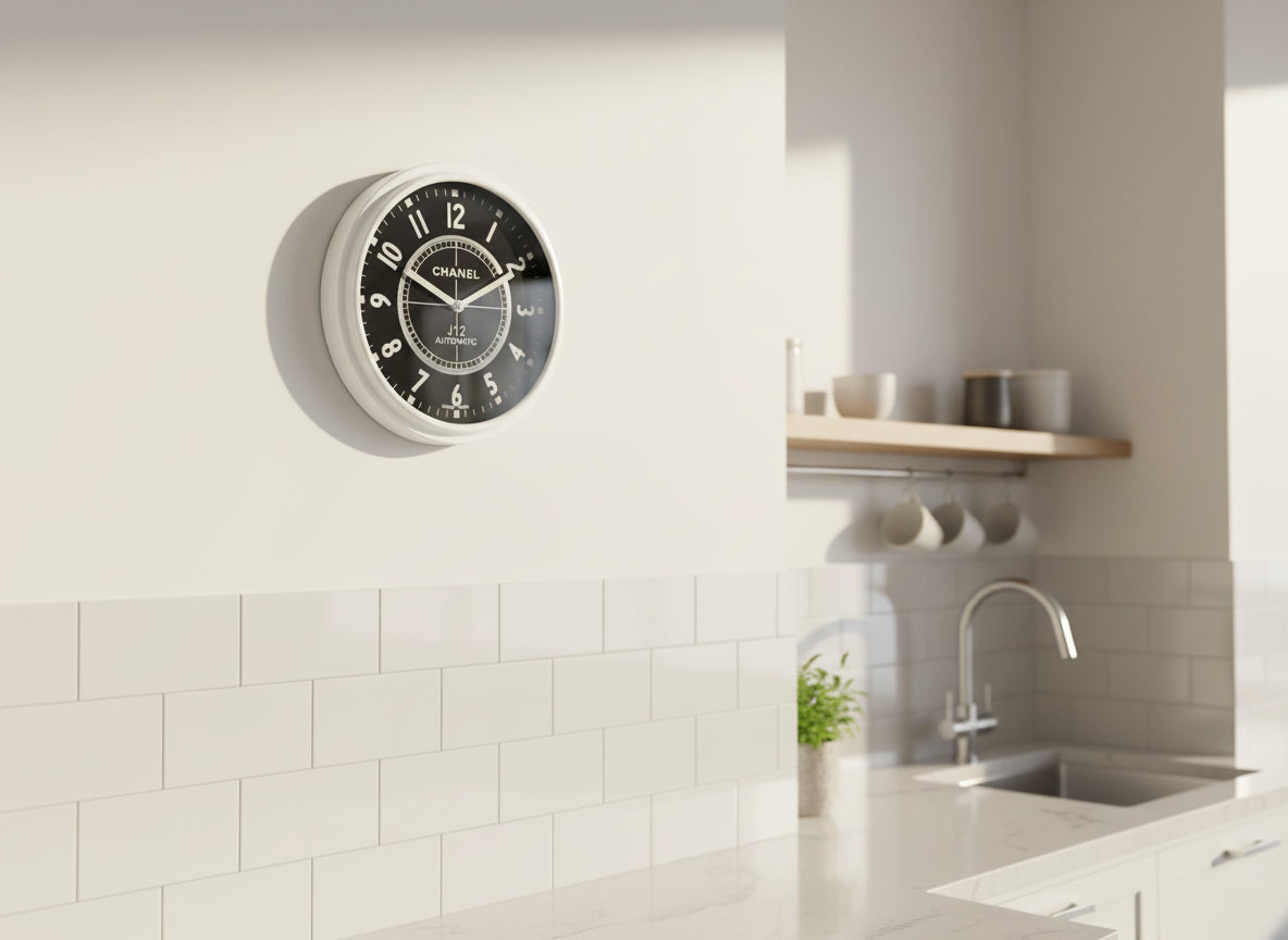 Black & White Decorative Wall Clock | 35cm Quartz – Luxury Logo Style, Cocolea, , ,