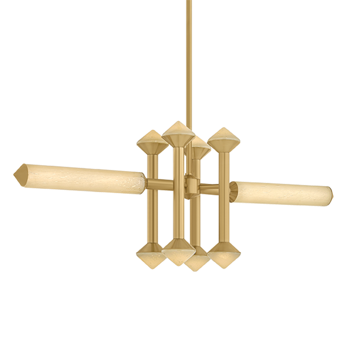 Hydra linear chandelier by Corbett Lighting in Vintage Brass