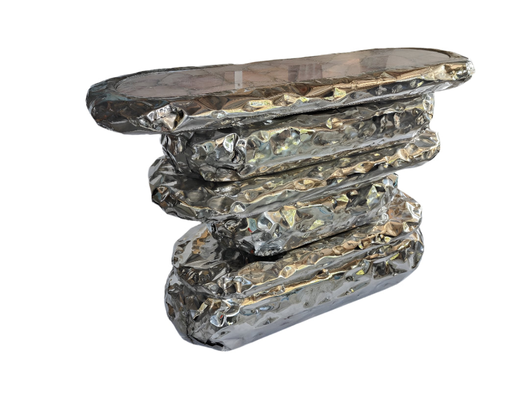 Stonehenge Console - Chrome & Pink Quartz, Cocolea, , ,