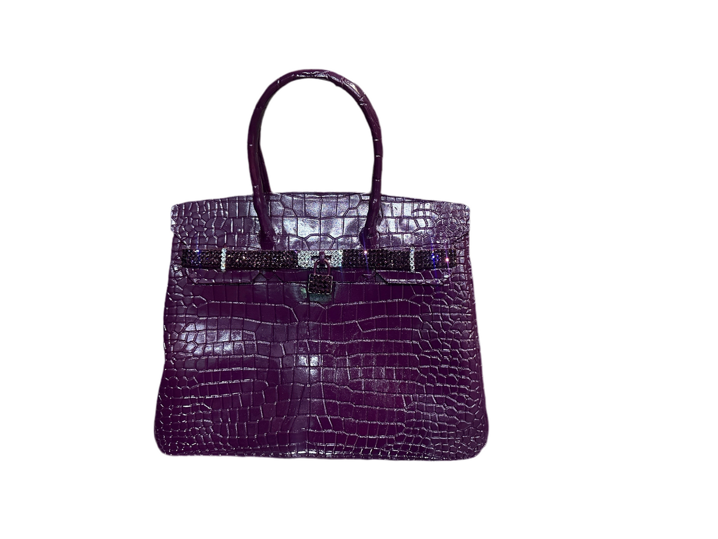 Luxury Birkin 40 Aubergine - Brass Handbag Sculpture with Swarovski Accents, Cocolea, , ,