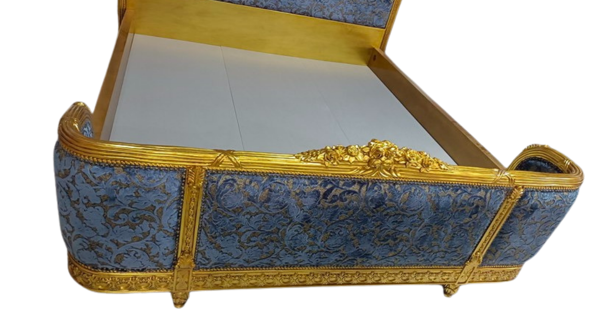 Louis French Style King Carved Gold Leaf Bed, Cocolea, , ,