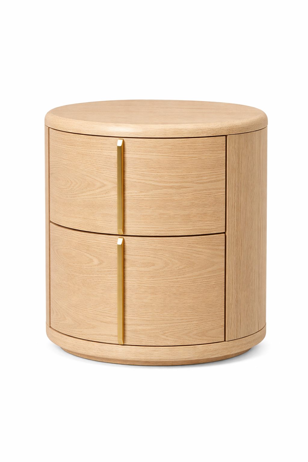 Gasolina Light Oak Veneer Round Bedside Table | Contemporary Designer Nightstand